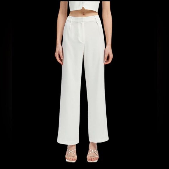 Bardot Women's Callista High-Rise Wide-Leg Pants in the Size 12 in Ivory Color - Picture 10 of 11
